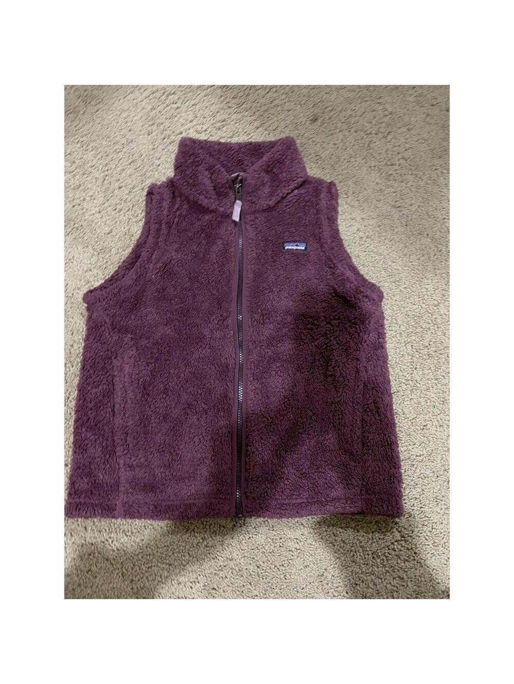 Patagonia Big Girls Los Gatos Burgundy Red Purple Fuzzy Full Zip Vest LARGE 14